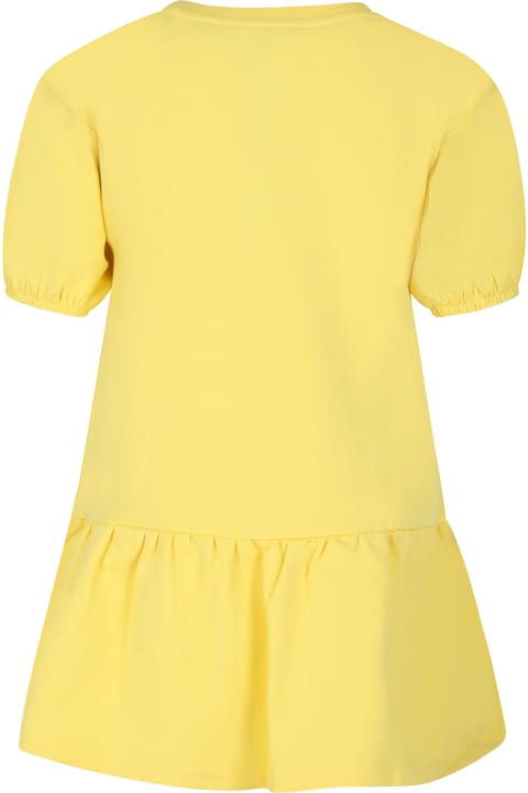 Dresses for Girls Moschino Yellow Dress For Girl With Teddy Bear