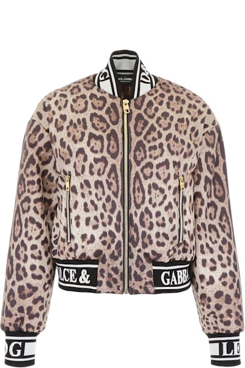 Dolce & Gabbana معاطف وجواكت لـ السيدات Dolce & Gabbana Leopard Print Bomber Jacket