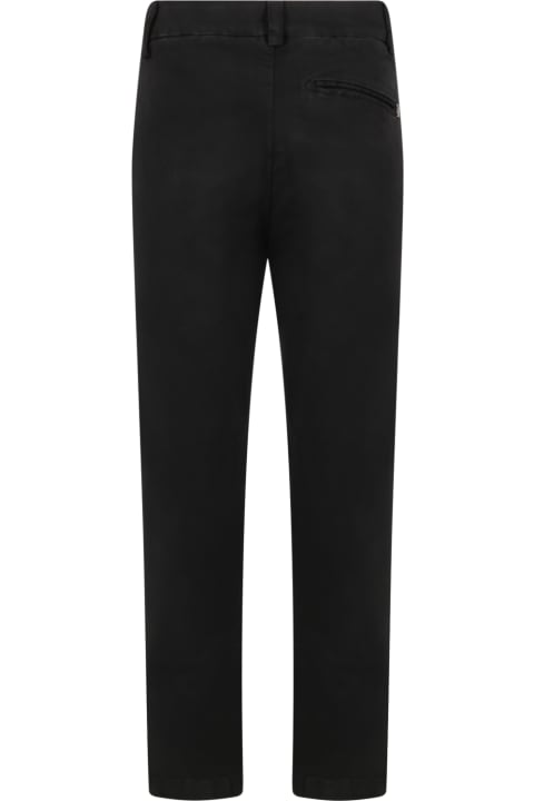 Black Trousers For Boy With Logo Patch
