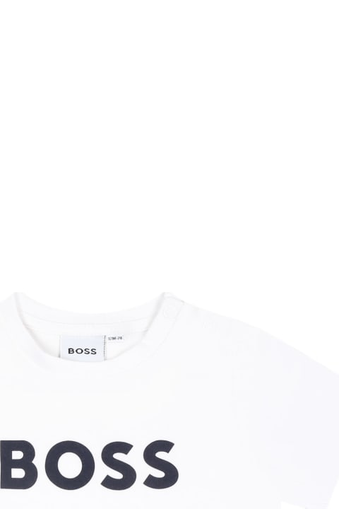 Fashion for Kids Hugo Boss White T-shirt For Baby Boy With Blue Logo