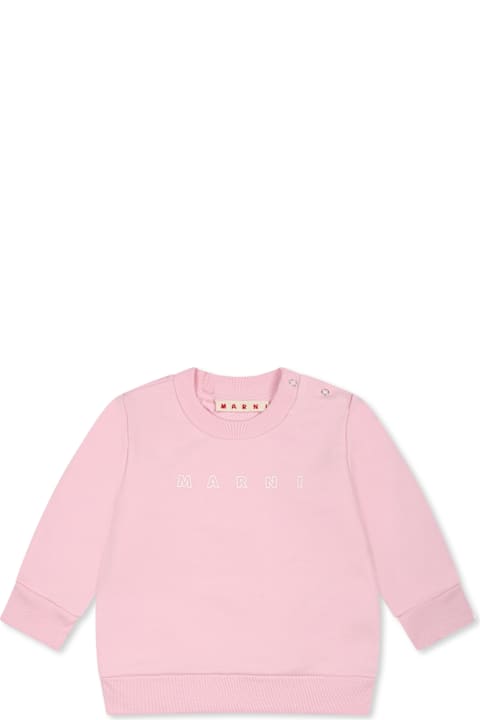 Marni Clothing for Baby Boys Marni Pink Sweatshirt For Baby Girl With White Logo