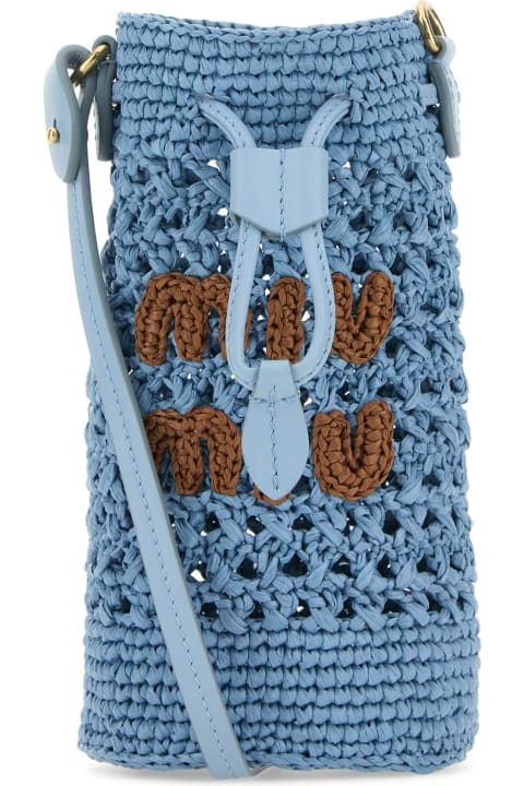Miu Miu Sale for Women Miu Miu Light Blue Crochet Bucket Bag