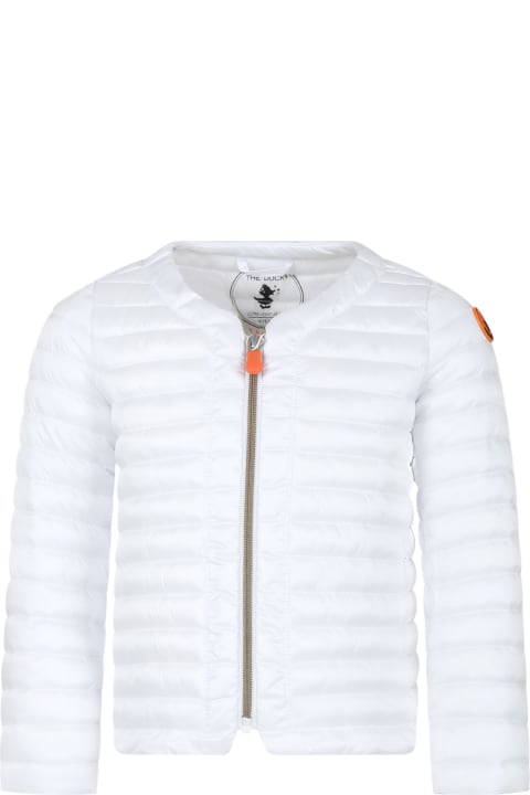 Save the Duck for Kids Save the Duck White Vela Down Jacket For Girl With Logo