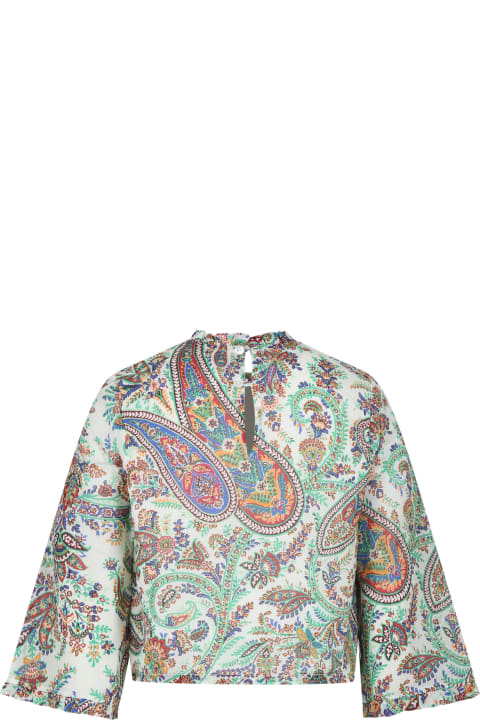 Etro Topwear for Girls Etro Ivory Blouse With Paisley Pattern
