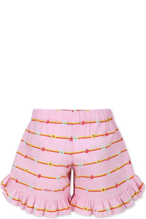 Versace Clothing for Baby Girls Versace Pink Shorts For Baby Girl With Logo