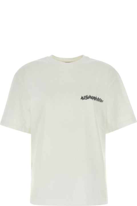 Alessandra Rich Topwear for Women Alessandra Rich White Cotton Oversize T-shirt