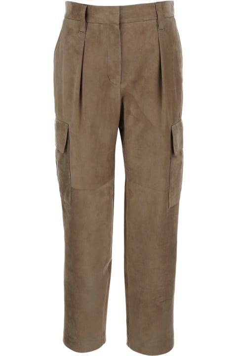 ウィメンズ Brunello Cucinelliのウェア Brunello Cucinelli Leather Cargo Pants