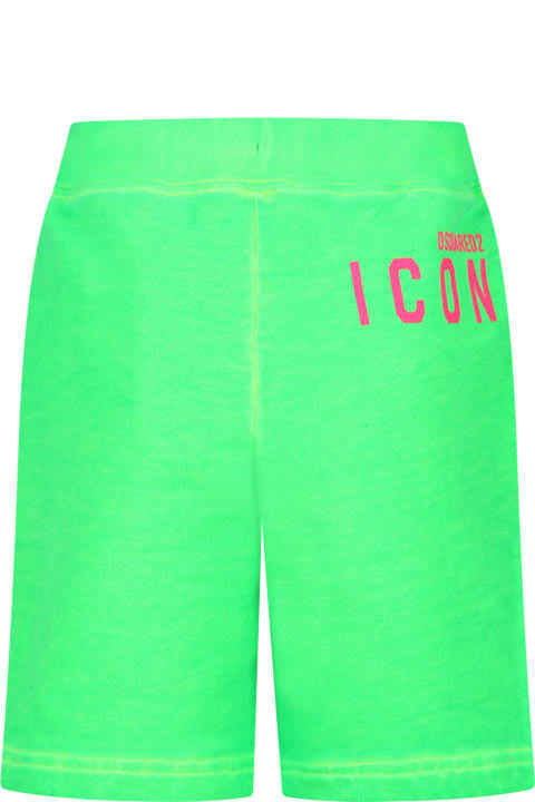 Homeware Dsquared2 Green Sports Shorts For Boy With Logo