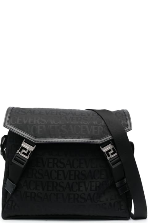 メンズ ショルダーバッグ Versace Logo Monogram Shoulder Bag
