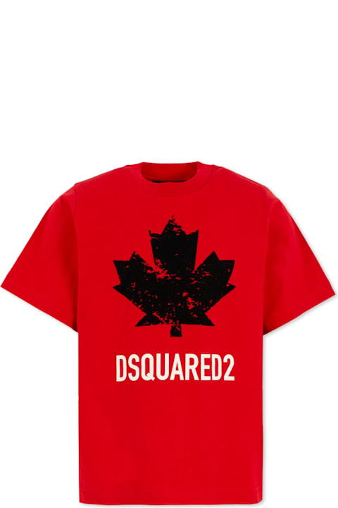 أدوات منزلية Dsquared2 Red T-shirt For Boy With Logo