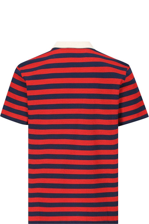 Valentino Garavani ملابس علوية لـ القسم الرجالي Valentino Garavani Striped Button Detailed Polo Shirt