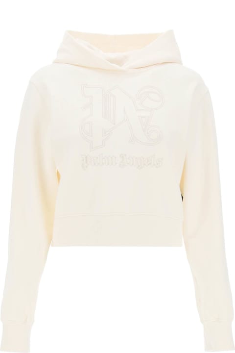 Palm Angels Fleeces & Tracksuits for Women Palm Angels Cropped Hoodie With Monogram Embroidery