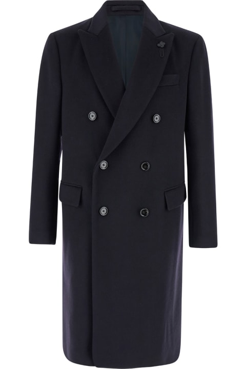 Lardini Coats & Jackets for Men Lardini Black Double-breasted Coat In Wool Man