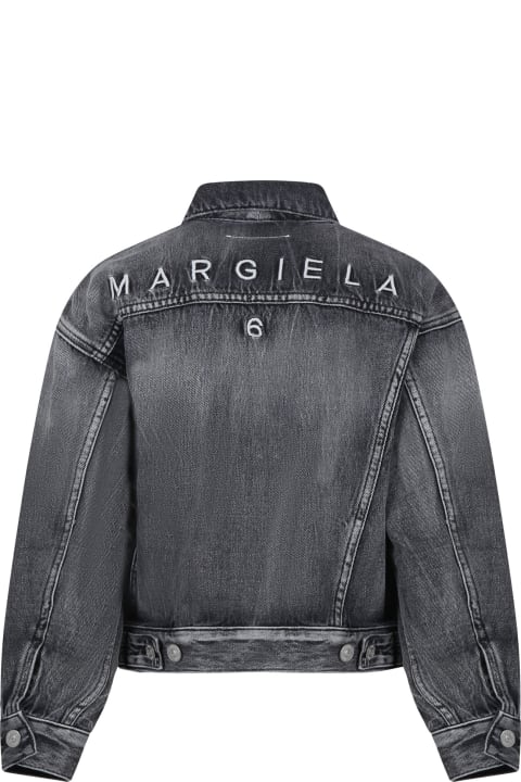 MM6 Maison Margiela Coats & Jackets for Boys MM6 Maison Margiela Denim Gray Jacket In Denim For Kids With Logo With Logo