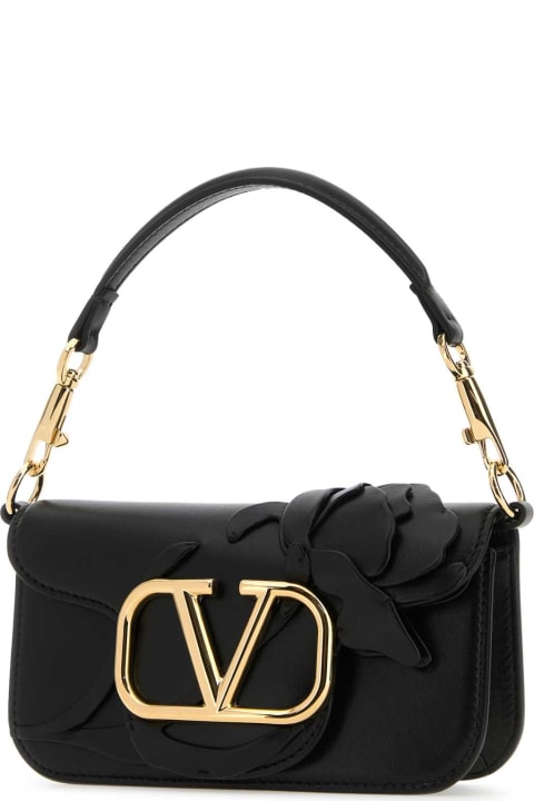 Valentino Garavani Totes for Women Valentino Garavani Black Leather Locã² Small Handbag