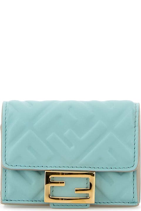 Accessories for Women Fendi Light Blue Leather Baguette Wallet