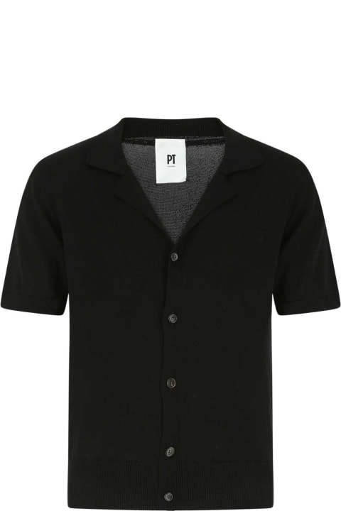 PT01 Clothing for Men PT01 Black Cotton Blend Cardigan