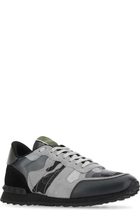 Sneakers for Men Valentino Garavani Multicolor Fabric And Nappa Leather Rockrunner Camouflage Sneakers