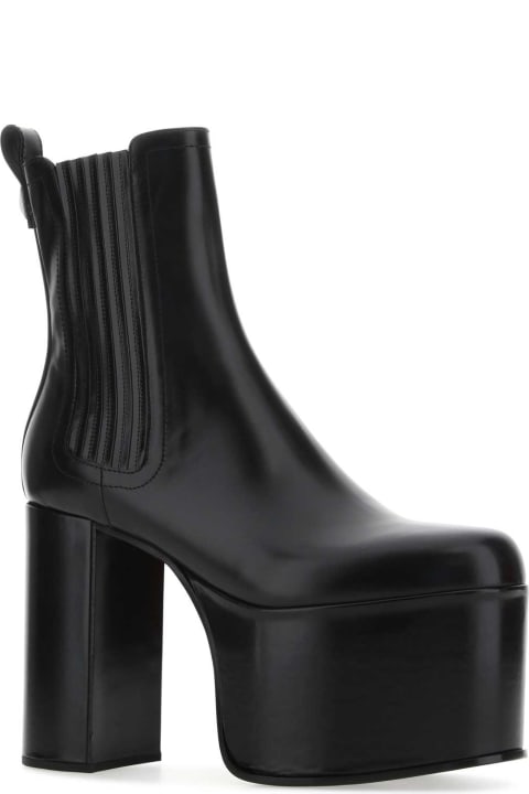 Boots for Men Valentino Garavani Black Leather Club Ankle Boots