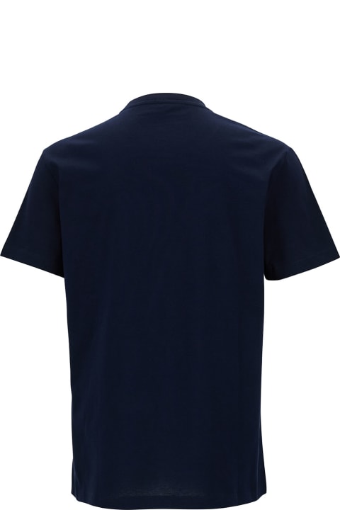 Versace for Men Versace Blue Crewneck T-shirt With 90's Logo Print In Cotton Man