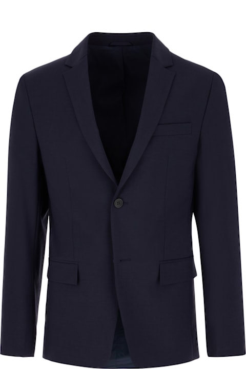 Calvin Klein for Men Calvin Klein Navy Blue Stretch Wool Blend Blazer