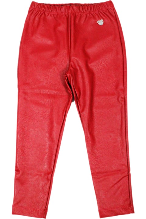 Bottoms for Girls Monnalisa Leggings Trousers In Super Stretch Eco-leather With Applied Metal Heart