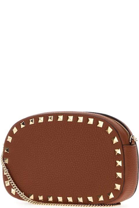Valentino Garavani Brown Leather Rockstud Crossbody Bag