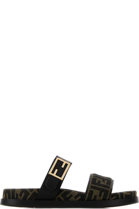 Fendi Embroidered Canvas Fendi Feel Sandals