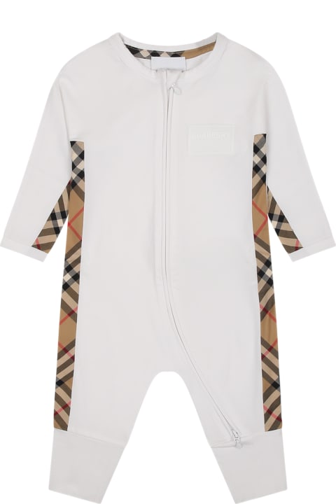 Bodysuits & Sets for Baby Girls Burberry White Set For Babykids With Logo
