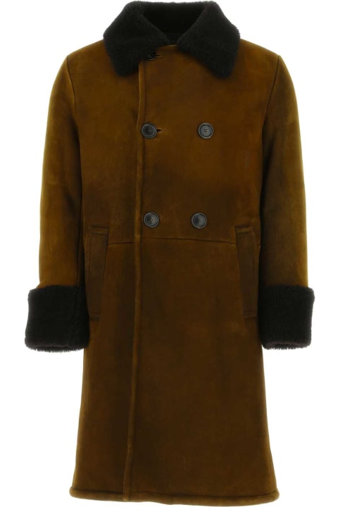 Coats & Jackets for Men Prada Chocolate Shearling Coat