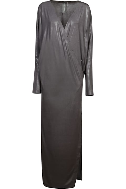 Homeware Norma Kamali Grey Long Wrap Side Slit Dress