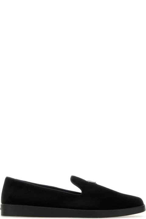 Shoes for Men Prada Black Velvet Slip Ons