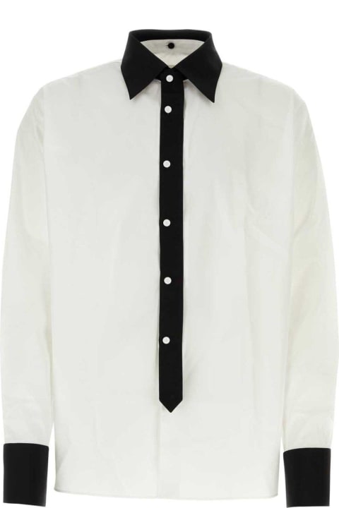 Shirts for Men Prada Contrast-trim Long-sleeved Shirt