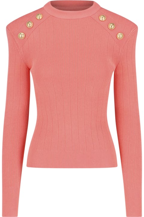 Balmain Clothing for Women Balmain Gold Button Sweater