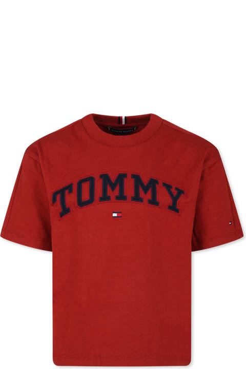 Tommy Hilfiger T-Shirts & Polo Shirts for Boys Tommy Hilfiger Red T-shirt For Boy With Logo