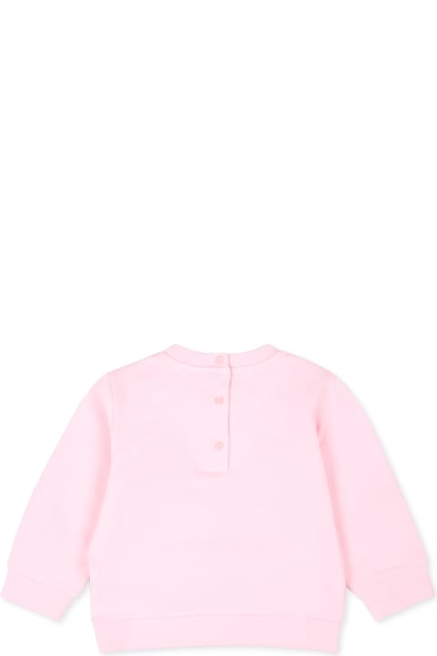 Fendi سترات وبلوزات ثقيلة لـ رُضع بنات Fendi Pink Sweatshirt For Baby Girl With Logo