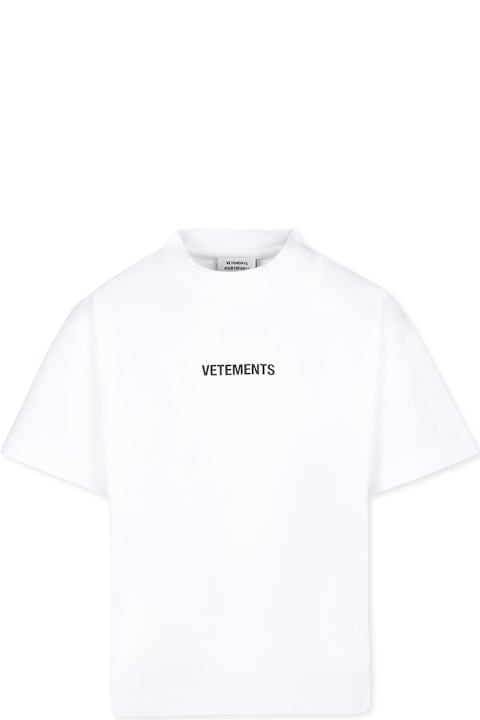 VETEMENTS Topwear for Boys VETEMENTS White T-shirt For Kids With Logo