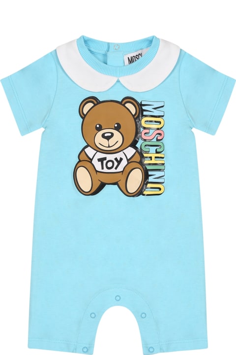 Bodysuits & Sets for Baby Boys Moschino Light Blue Set For Baby Boy With Teddy Bear And Logo