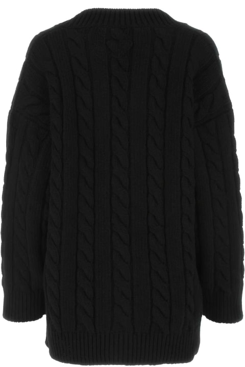 Prada Clothing for Women Prada Black Wool Blend Oversize Cardigan