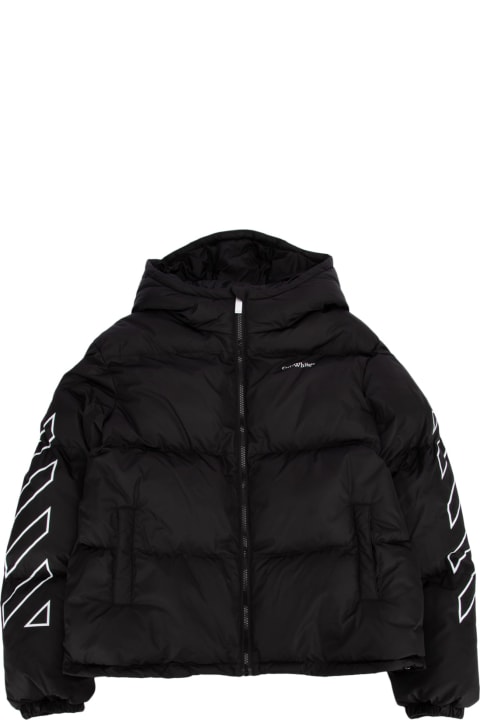Off-White Coats & Jackets for Boys Off-White Bookish Diag Short Puffer Black White