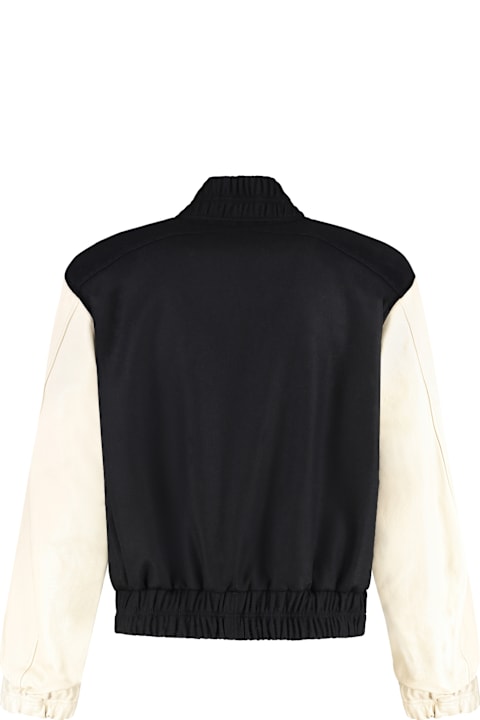 Homeware Rhude Leather Sleeves Bomber Jacket