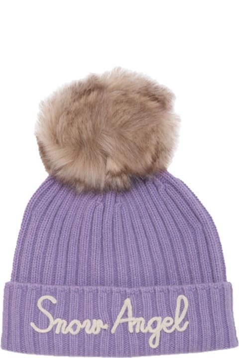 MC2 Saint Barth Accessories for Women MC2 Saint Barth Girl Hat With Pompon And Snow Angel Embroidery