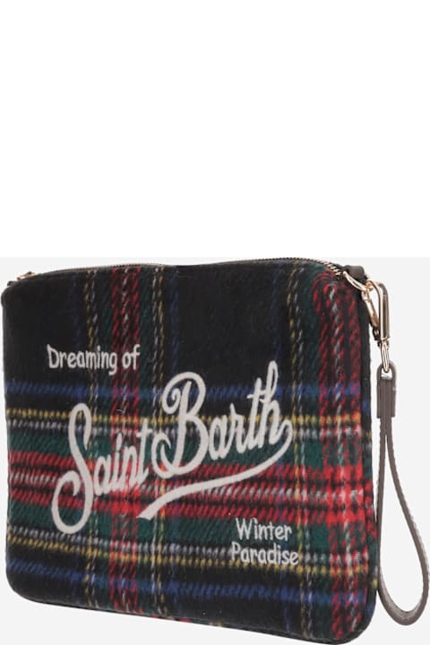 MC2 Saint Barth Totes for Women MC2 Saint Barth Wool Blend Clutch Bag With Check Pattern And Logo