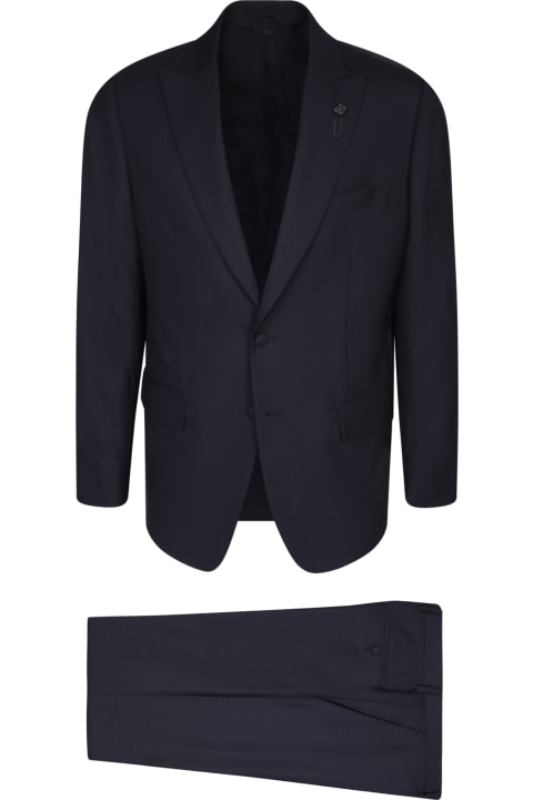 Suits for Men Lardini Stretch Fabric 3 Pieces Blue Suit