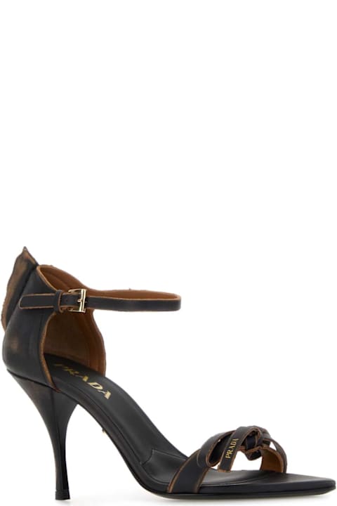 Prada Dark Brown Leather Sandals