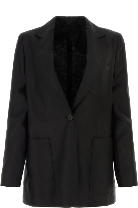 Max Mara Coats & Jackets for Women Max Mara Black Linen Boemia Blazer