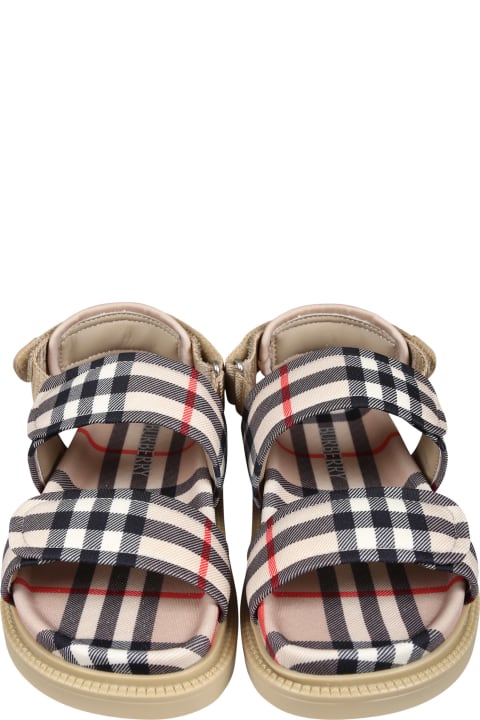Burberry Shoes for Girls Burberry Beige Sandals For Kids With Vintage Check