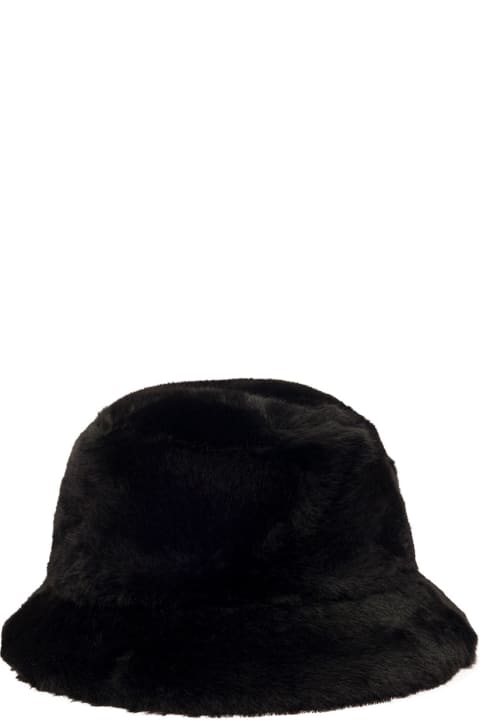 STAND STUDIO Women STAND STUDIO 'vera' Black Hat With Low Brim In Faux Fur Woman