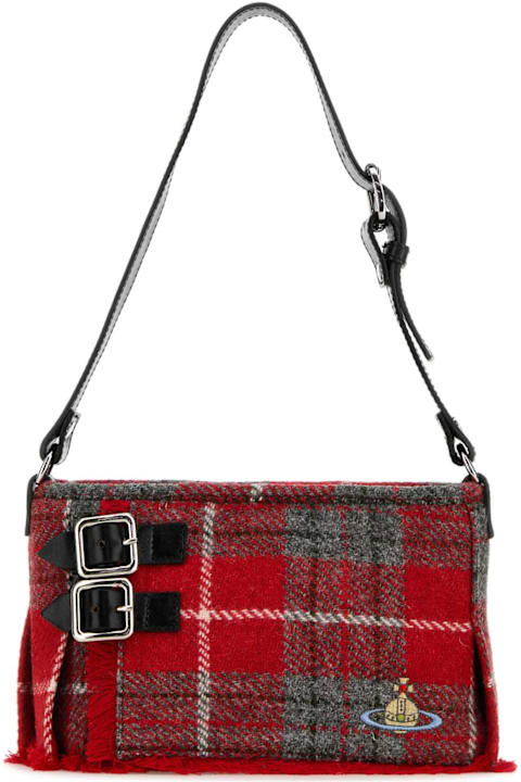 Vivienne Westwood for Women Vivienne Westwood Embroidered Wool Heather Kilt Bag Shoulder Bag