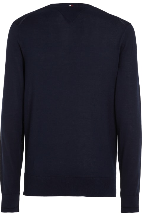 Tommy Hilfiger Sweaters for Men Tommy Hilfiger Navy Blue Crew Neck Sweater
